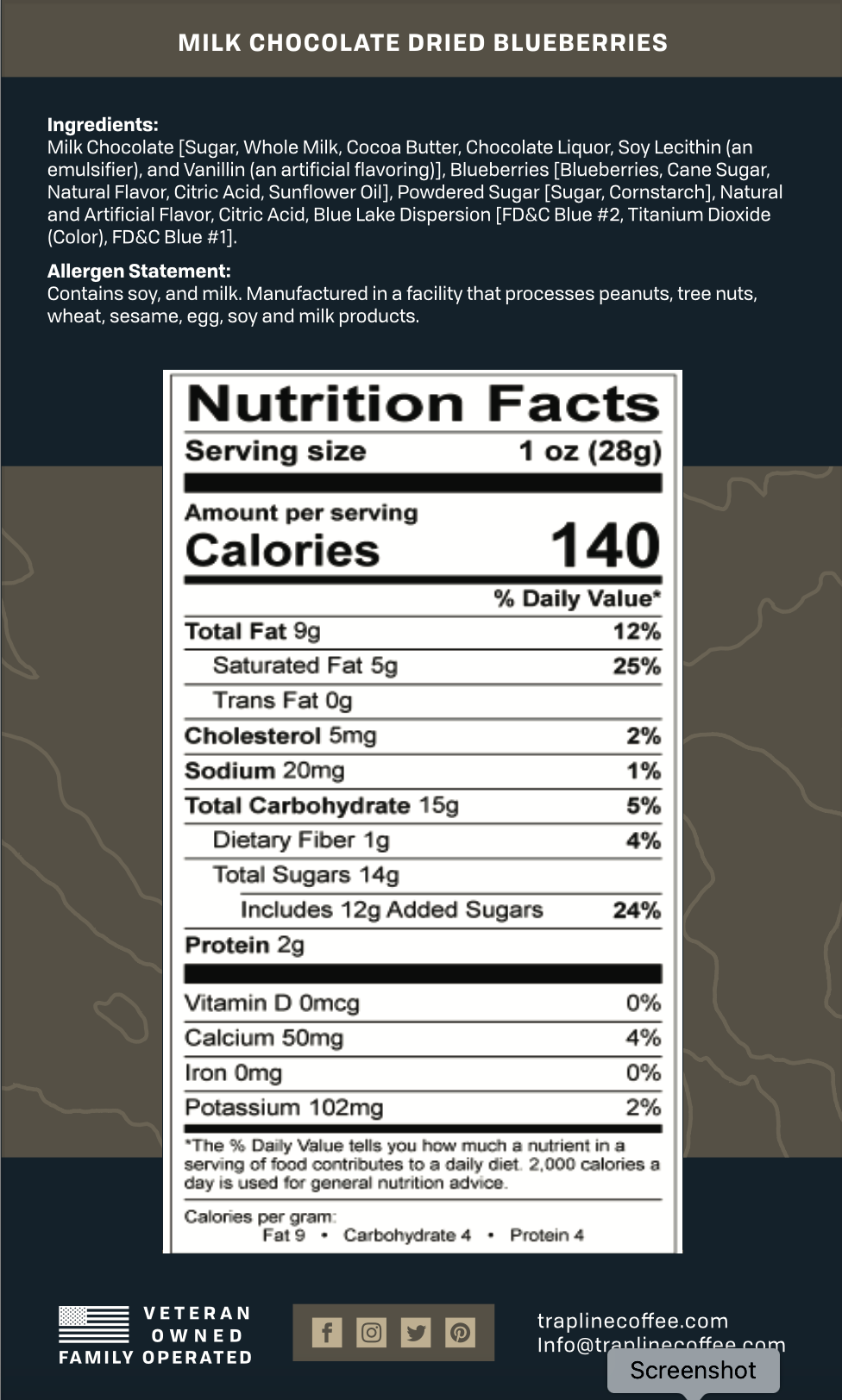 Milk Chocolate Dried Blueberries